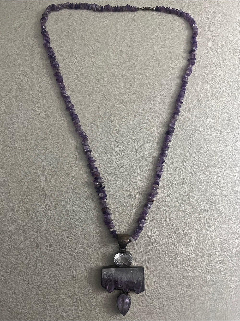 925 Silver India Amethyst Chip Pendant Necklace - Purple Gemstone Necklace